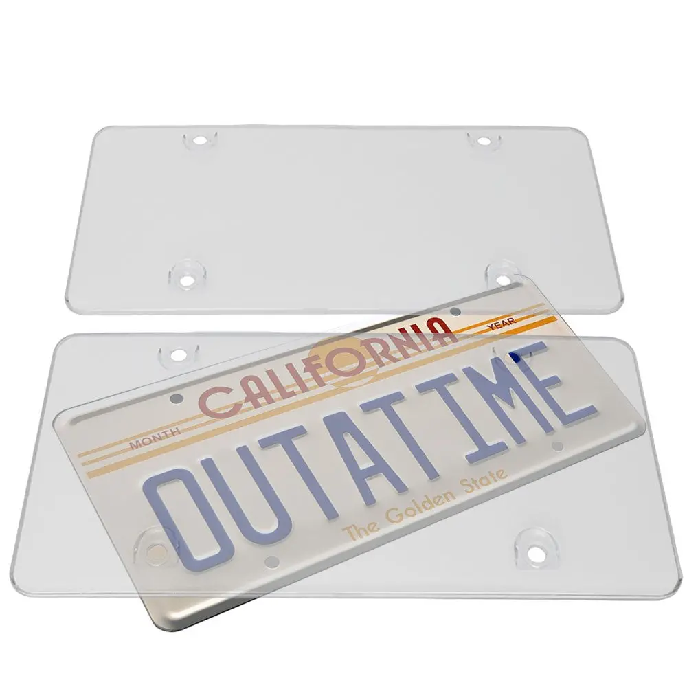 2Pcs Universal Fit Bubble Style Transparent Clear U.S Standard License Plate 1