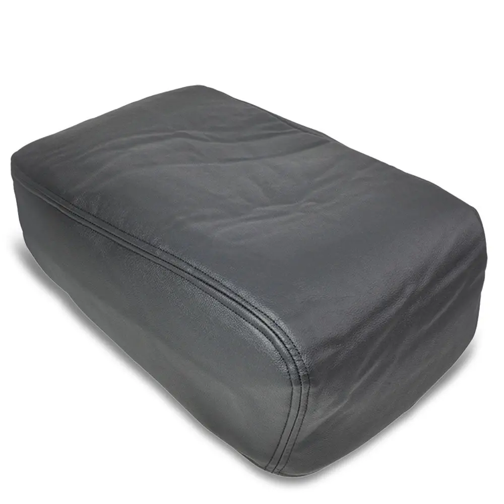 Black Leather Center Console Armrest Cover For 07-14 Silverado 1500/2500/2500 Hd 1