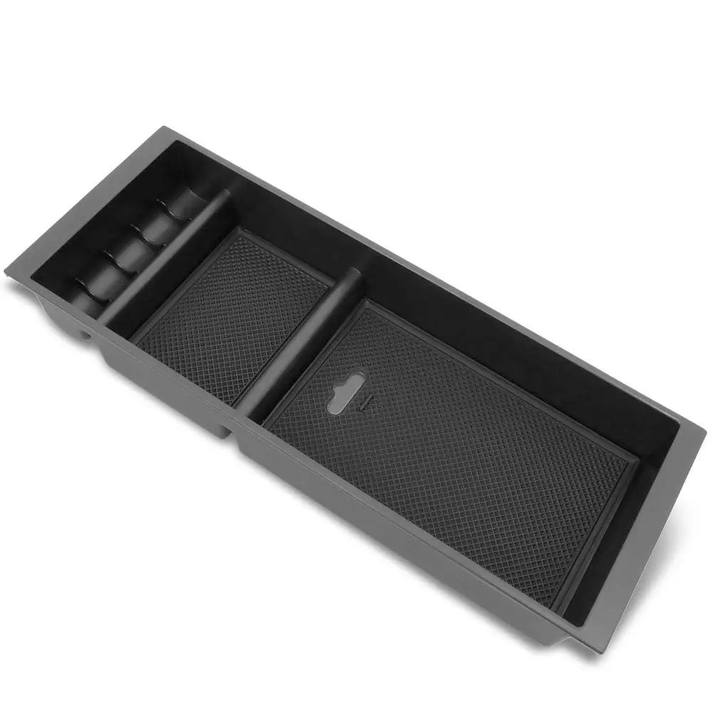 Black Abs Plastic/Silicone Oe Center Console Organizer For 15-19 Ford F-150 1