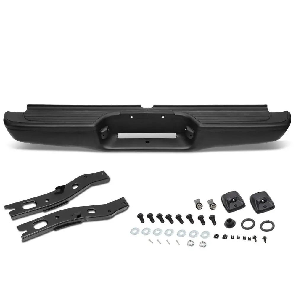 Black Primed Abs Plastic/Steel Rear Bumper Assembly W/Step Pad For 95-04 Toyota Tacoma 1