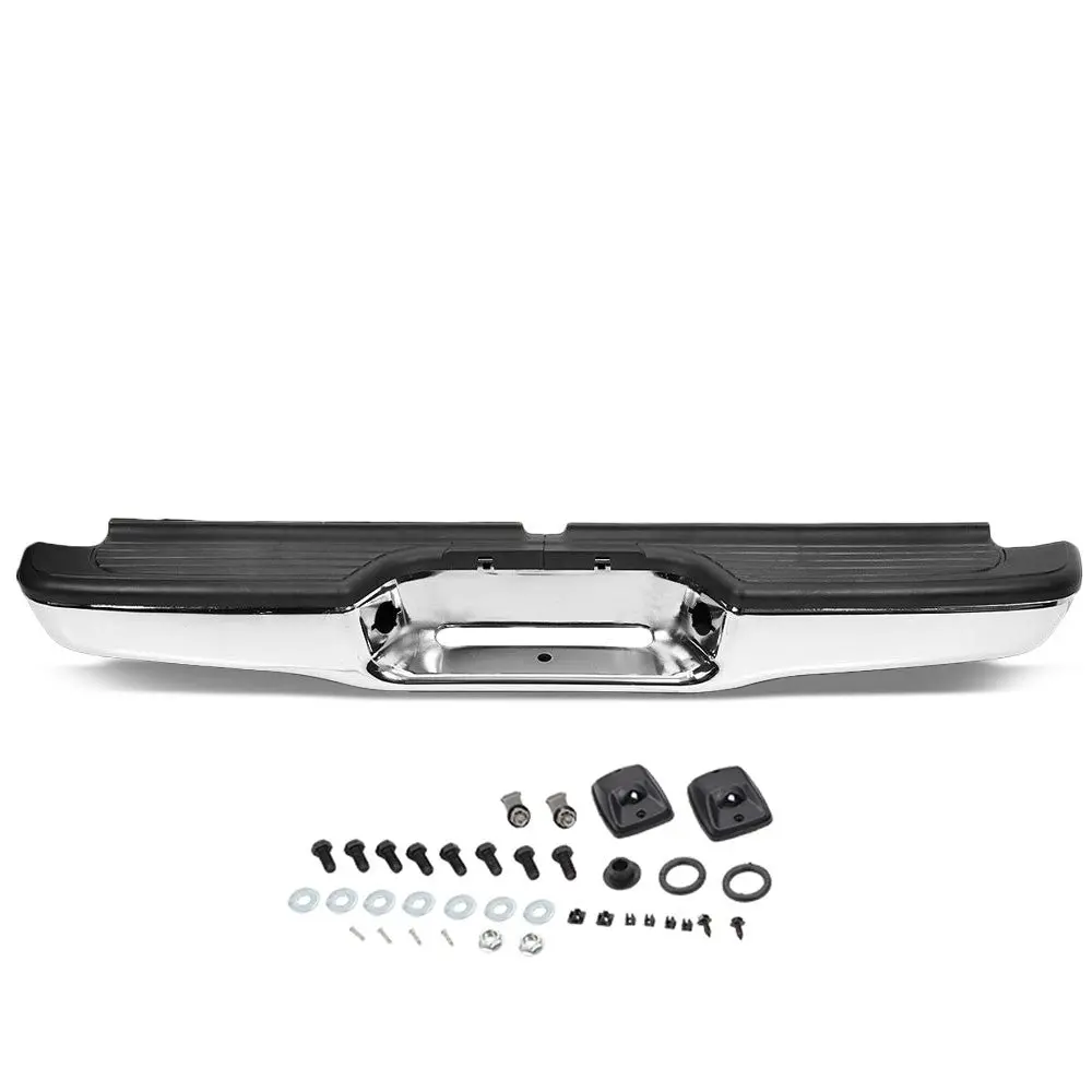 Chrome Abs Plastic/Steel Rear Bumper Assembly W/Black Step Pad For 95-04 Toyota Tacoma 1