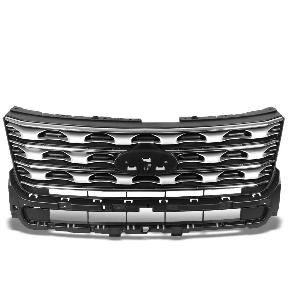 Abs Plastic Black/Gray Trim Front Front Grille For 16-17 Ford Explorer 1