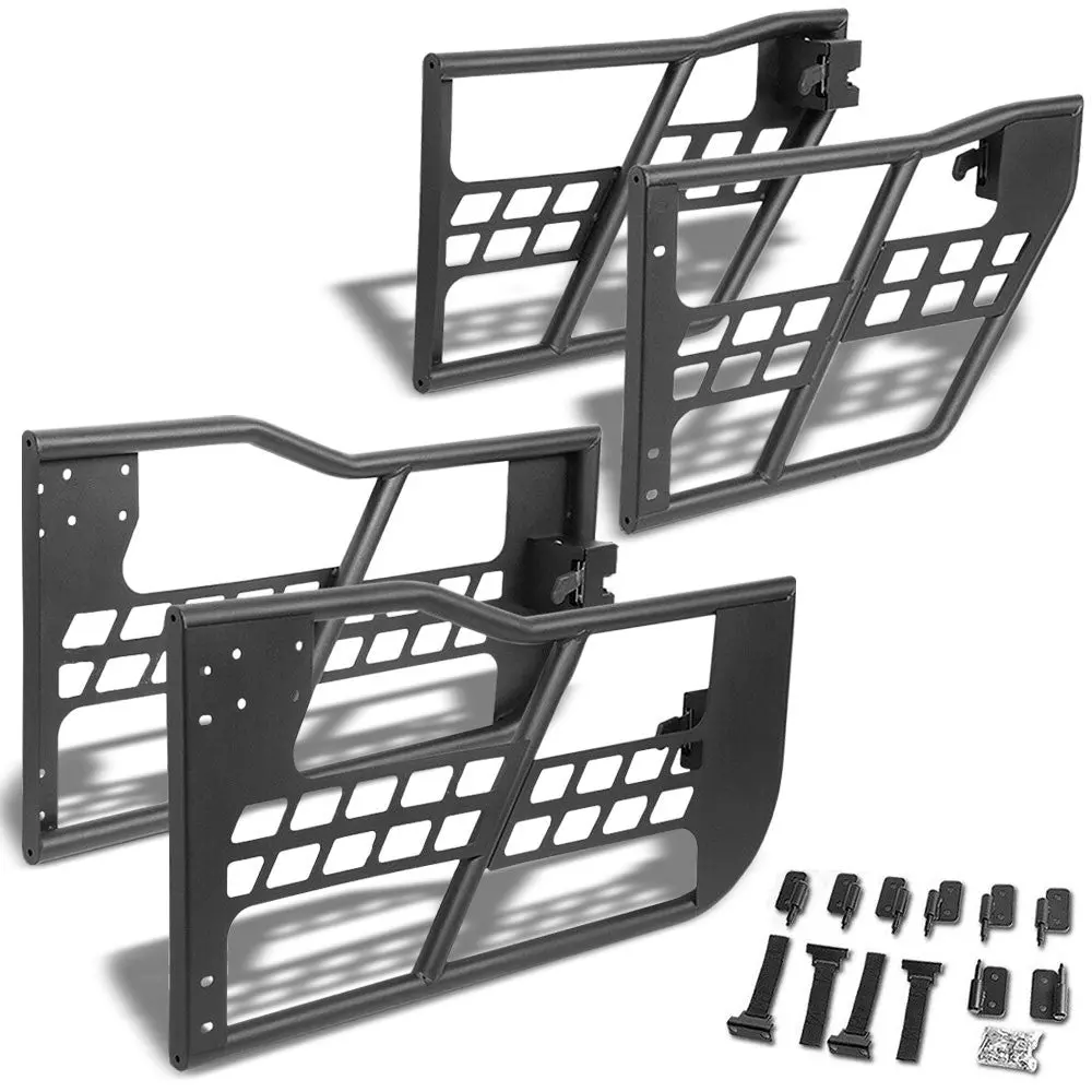 4Pcs Textured Steel Tubular Safari Offroad Trail Door For 07-18 Jeep Wrangler Jk 1