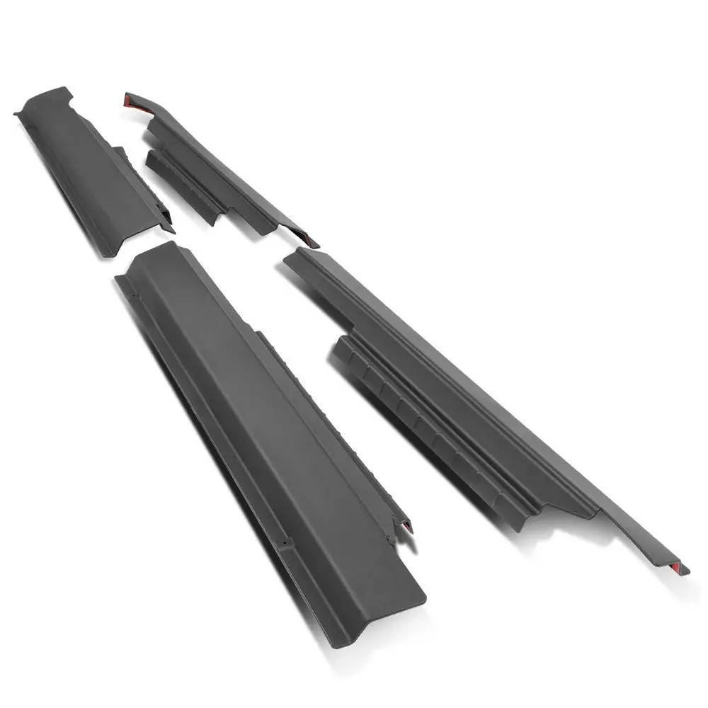 4Pcs Black Crew Cab Rocker Panel & Sill Plate Cover For 09-22 Ram 1500 2500 3500 1