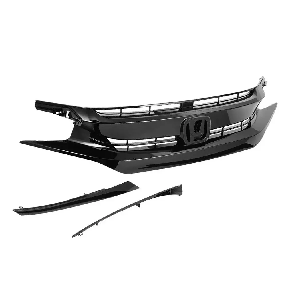 Glossy Black Oe Style Front Grille For 16-18 Honda Civic Coupe/Sedan/Hatchback 1