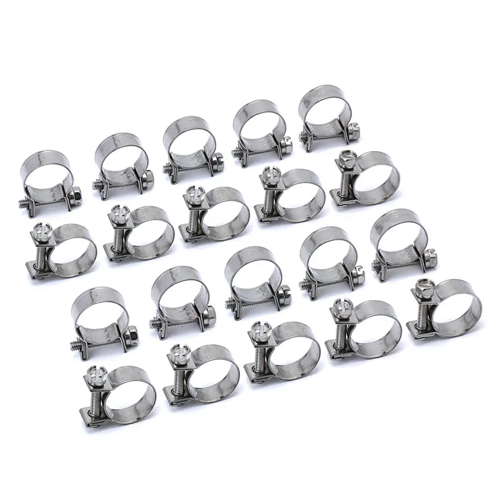 Hps 304 Stainless Steel Fuel Injection Hose Clamp 20Pcs Fit Range 19/32"-43/64" (15Mm-17Mm), 9Mm Smooth Band, #17 1