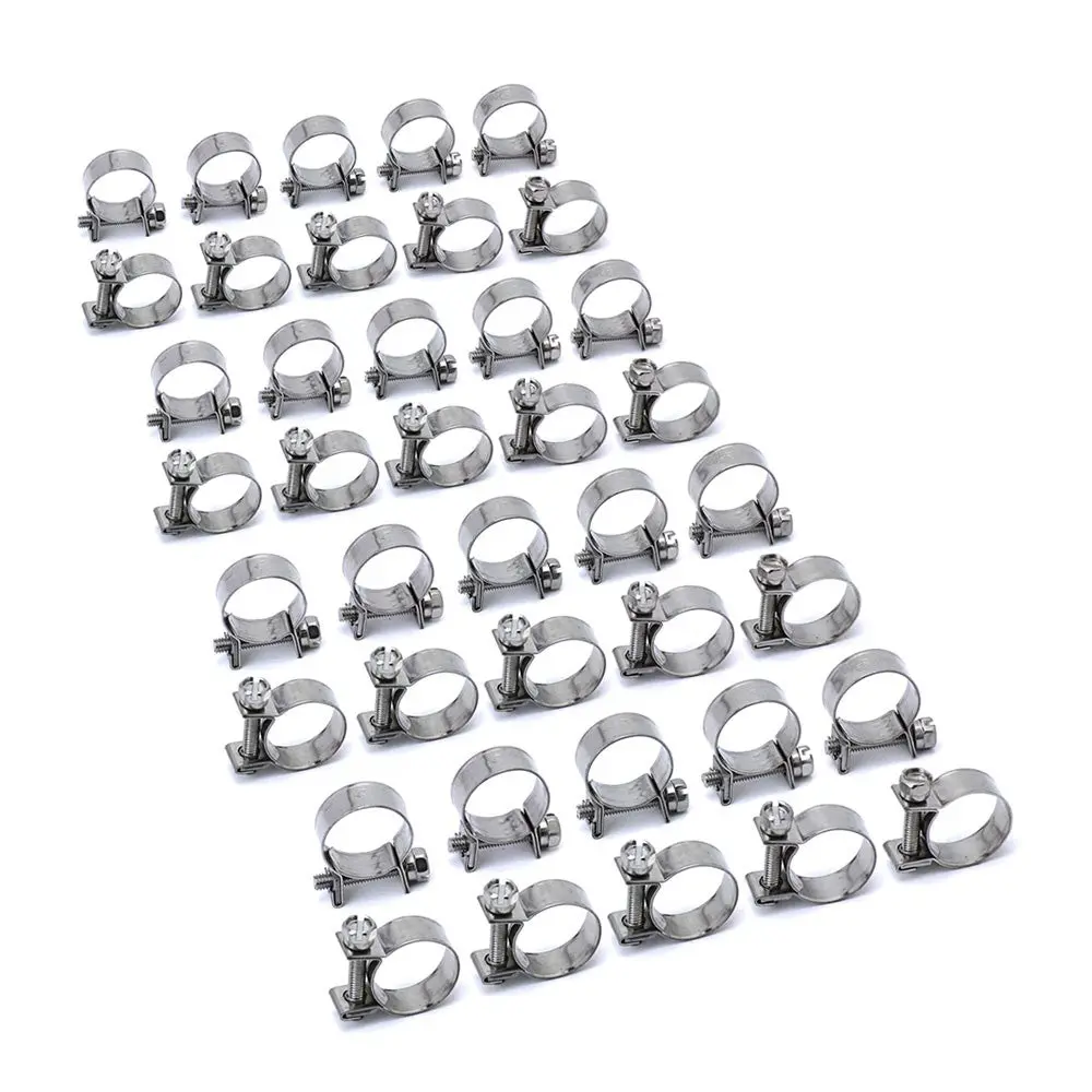 Hps 304 Stainless Steel Fuel Injection Hose Clamp 40Pcs Fit Range 25/64"-15/32" (10Mm-12Mm), 9Mm Smooth Band, #12 1