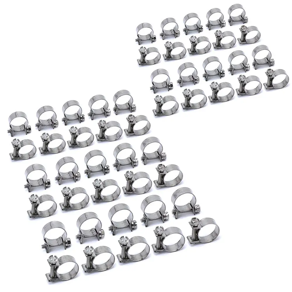 Hps 304 Stainless Steel Fuel Injection Hose Clamp 50Pcs Fit Range 7/16"-1/2" (11Mm-13Mm), 9Mm Smooth Band, #13 1