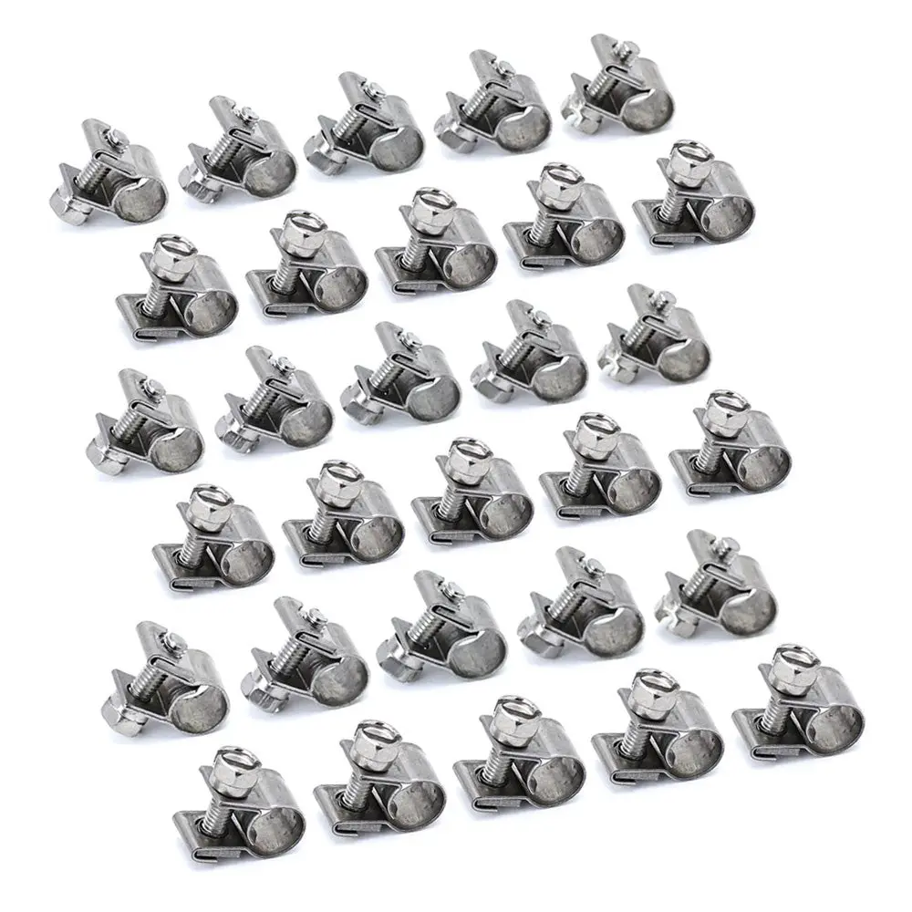 Hps 304 Stainless Steel Fuel Injection Hose Clamp 30Pcs Fit Range 5/16"-25/64" (8Mm-10Mm), 9Mm Smooth Band, #10 1