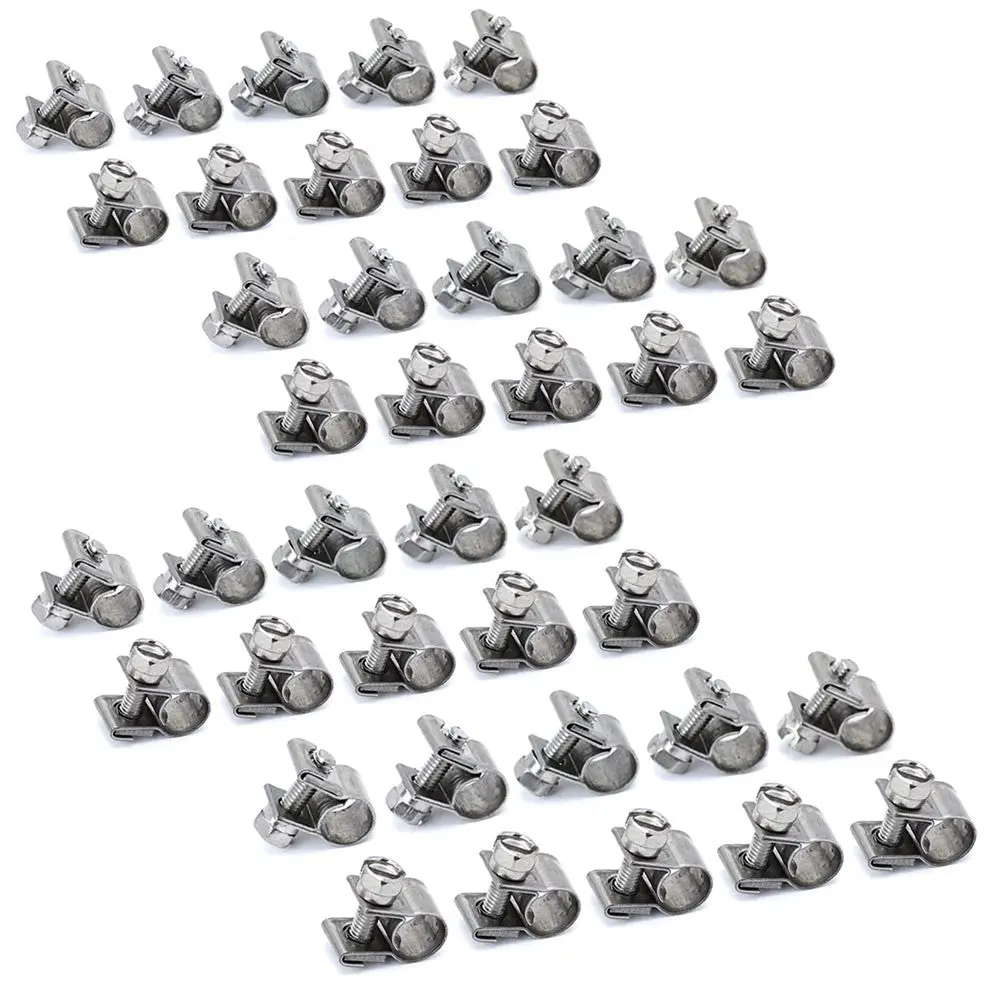 Hps 304 Stainless Steel Fuel Injection Hose Clamp 40Pcs Fit Range 9/32"-23/64" (7Mm-9Mm), 9Mm Smooth Band, #9 1