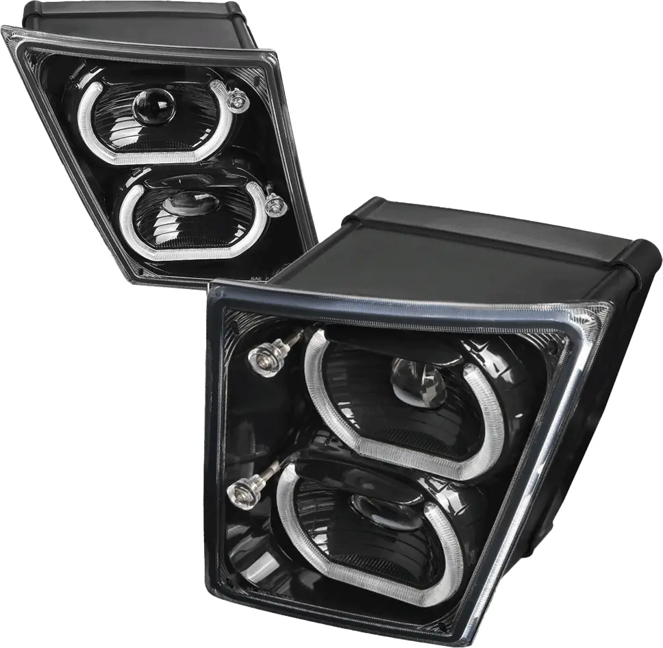 Black Housing Led Project Fog Light Lamp Dual Halo Ring Drl For 04-18 Volvo Vn Vnl Series 1