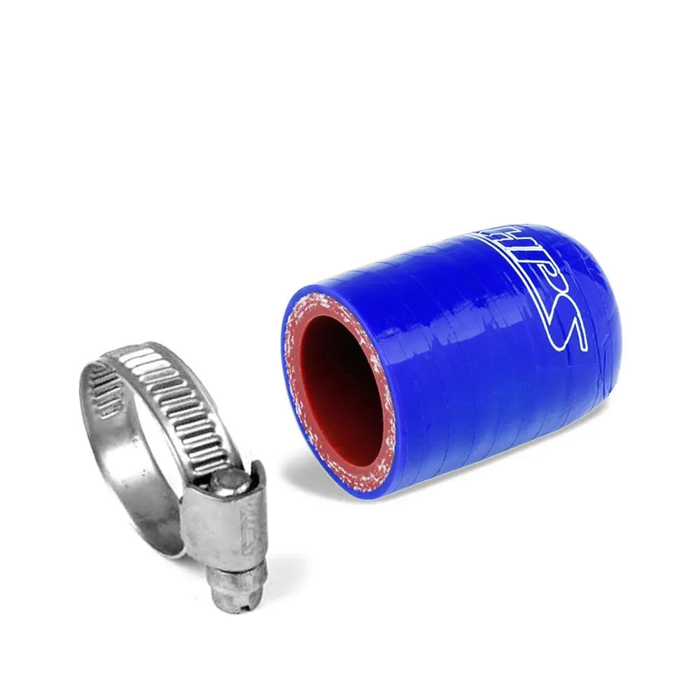 Hps 9/16" (14Mm) Id, 1-5/8" Long Blue Silicone Reinforced Coolant Cap W/Clamp For Bypass Heater Vacuum Valve Water Port 1