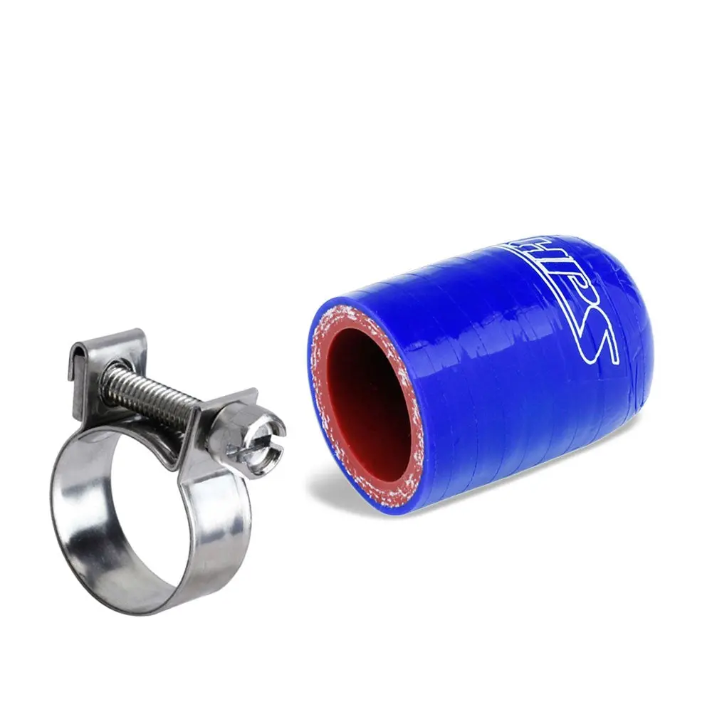Hps 5/32" (4Mm) Id, 1-1/2" Long Blue Silicone Reinforced Coolant Hose Cap W/Clamp For Bypass Heater Vacuum Valve Water Port 1