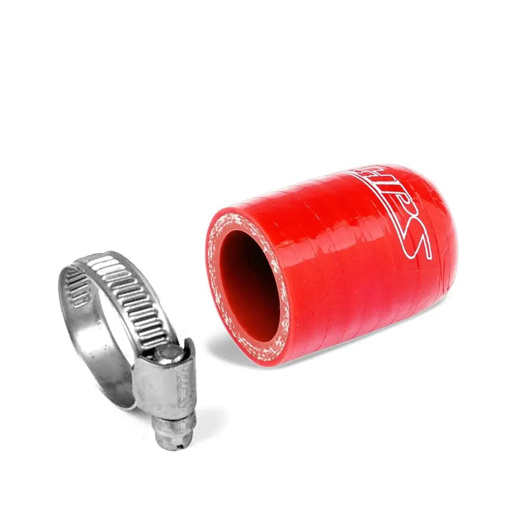 Hps 9/16" (14Mm) Id, 1-5/8" Long Red Silicone Reinforced Coolant Cap W/Clamp For Bypass Heater Vacuum Valve Water Port 1