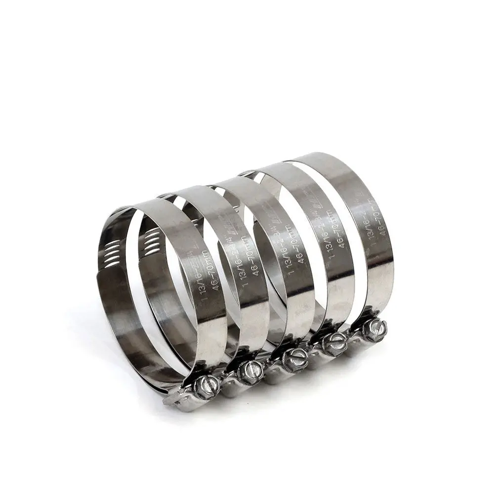 5X Hps Stainless Steel Worm Gear With Liner Hose Clamp, Range: 1-13/16" - 2-3/4" (46Mm-70Mm) , Sae 36 1