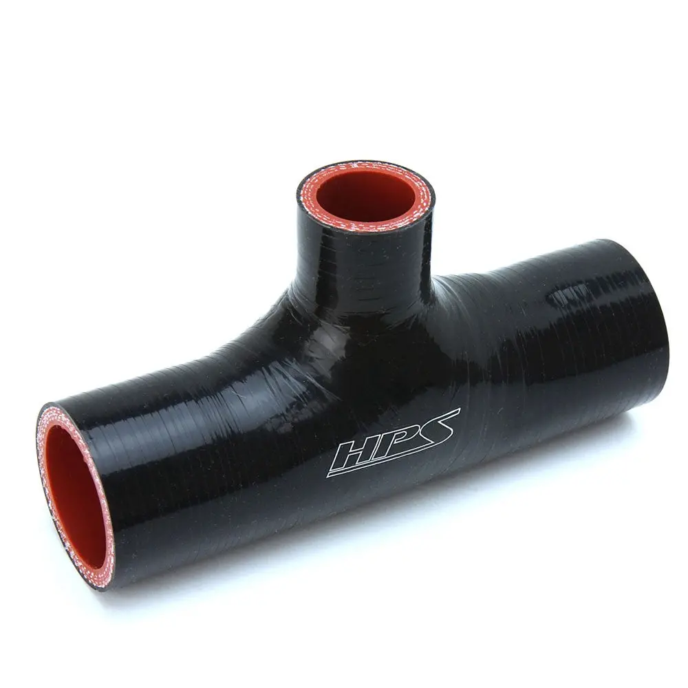 Hps 2-1/4" (57Mm) Id T-Shape 3 Way Tee With 1" Branch Coupler Hose 4-Ply High Temp Silicone Black 6" Length 1