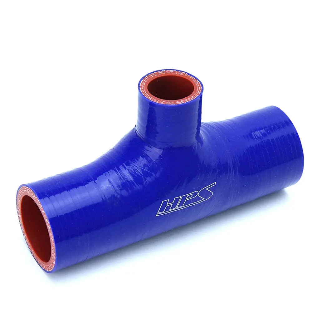 Hps 2" (51Mm) Id T-Shape 3 Way Tee With 1" Branch Coupler Hose 4-Ply High Temp Silicone Blue 6" Length 1