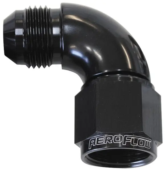 90-Degree Full-Flow Swivel Fitting: Female-To-Male Flare, -4An Size, Black Anodized 1