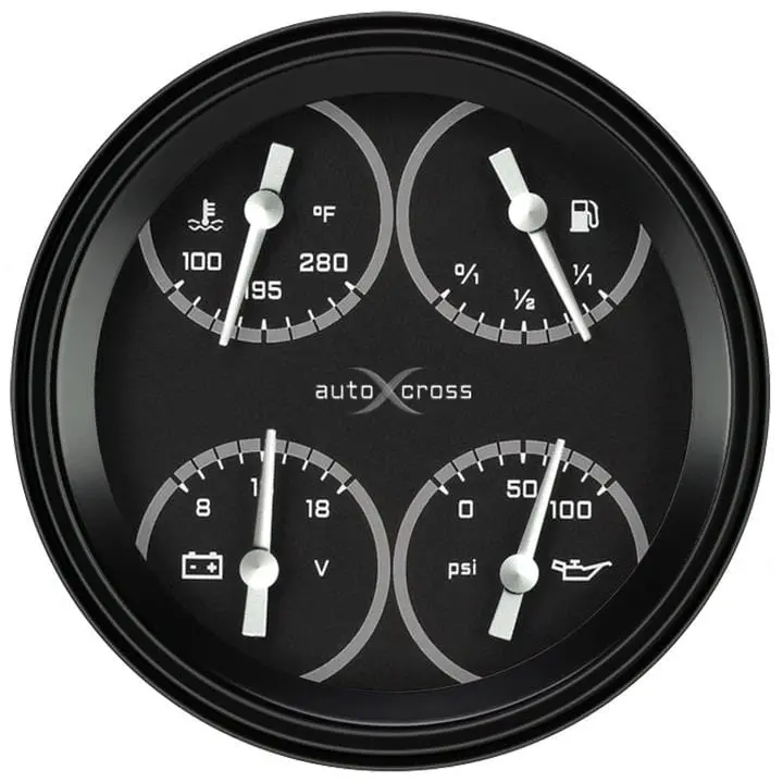 Classic Instruments Ax31Gblf Auto Cross Gray Series Analog Gauges With Black Face & White Needle 1