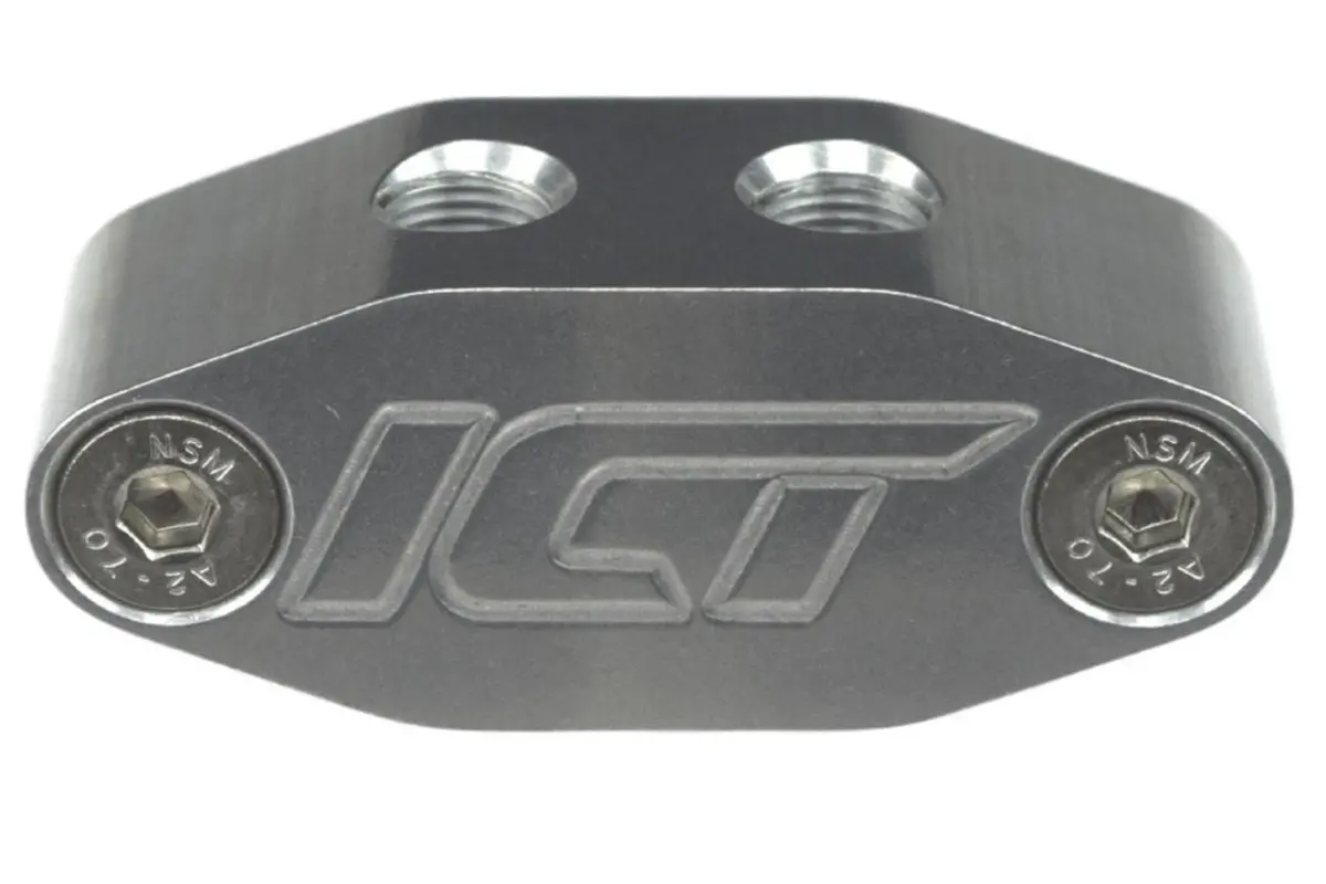 Ict Billet 551533 Dual-Outlet 90° Oil Feed Adapter Plate 1