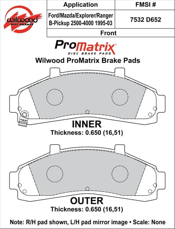 Wilwood Promatrix 150-D0652K High-Performance Brake Pads 2